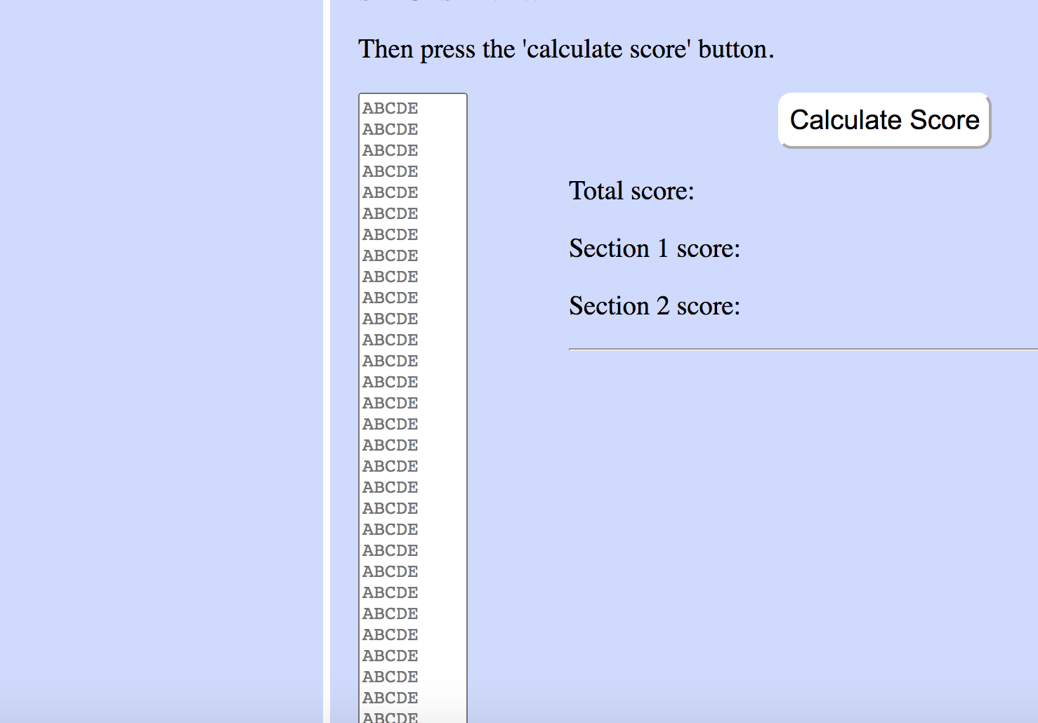 SJT score calculator screenshot